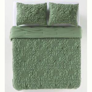 GREY Anthropologie 100% Cotton Jersey Floral Quilt